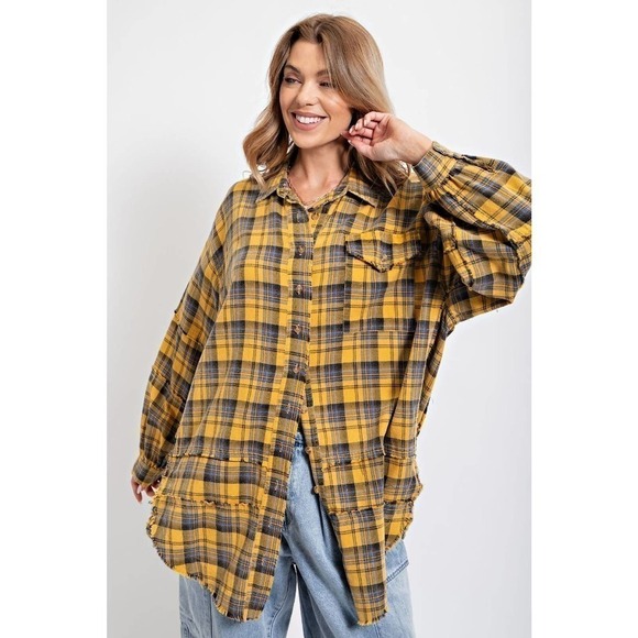 Mineral Washed Plaid Shirt - Picture 3 of 9